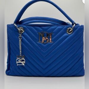 New Badgley Mischka Blue Quilted Shoulder Bag